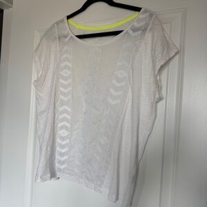 MADEWELL Hi-Line Women’s 100% Cotton Top Embroidered Chevron Pattern White Large